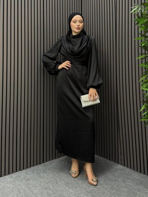 Siyah Degaje Abiye Elbise