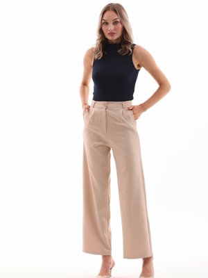 Bej Palazzo Oversize Kesim Pantolon Bej Palazzo Oversize Kesim Pantolon