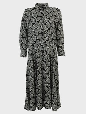 Beyaz Doğal Kumaşlı Büyük Beden Çiçek Desenli Elbise Siyah Beyaz Doğal Kumaşlı Büyük Beden Çiçek Desenli Elbise Siyah