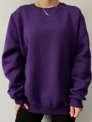 Mor Unisex Oversize Şardonlu Sweatshirt Mor Unisex Oversize Şardonlu Sweatshirt
