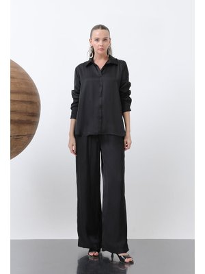 32259pnt Saten Belden Bağlamalı Pantolon
