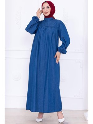 Açık Mavi Robalı Kot Elbise Açık Mavi Robalı Kot Elbise