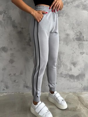 Gri Şeritli Modal Kumaş Rahat Kalıp Pantolon