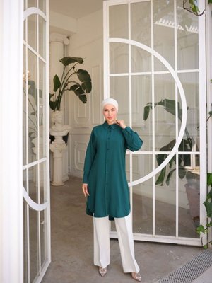 Petrol Dubai İpeği Gömlek Tunik