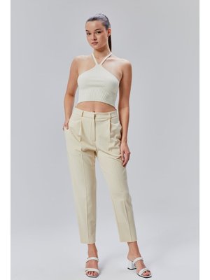 Ekru Regular Dokuma Havuç Pantolon
