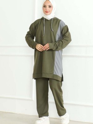 Haki Oversize Spor İkili Takım