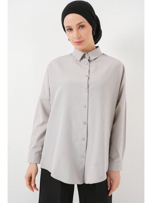 A.gri Oversize Basic Gömlek A.gri Oversize Basic Gömlek