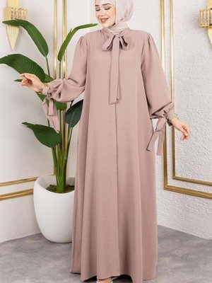 Vizon Manşeti Bağcıklı Ferace Abiye Elbise Vizon Manşeti Bağcıklı Ferace Abiye Elbise