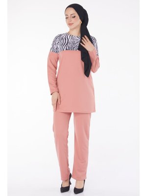 Gül Leopar Garnili İkili Takım