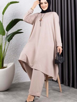 Vizon Kolyeli Yırtmaç Detaylı İkili Takım Vizon Kolyeli Yırtmaç Detaylı İkili Takım