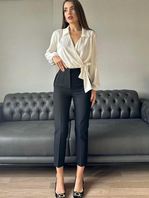 Siyah Yüksek Bel Fletolu Pantolon