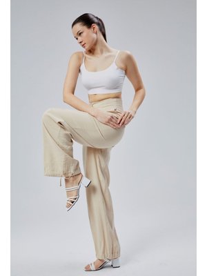 Bej Salaş Kesim Modal Dokuma Pantolon