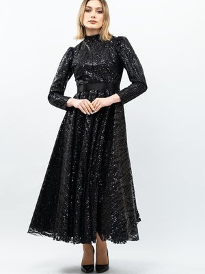 Siyah Payetli Prenses Model Abiye Elbise Siyah Payetli Prenses Model Abiye Elbise