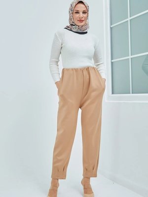 Taba Paça Pile Ve Bel Detay Scuba Kumaş Pantolon