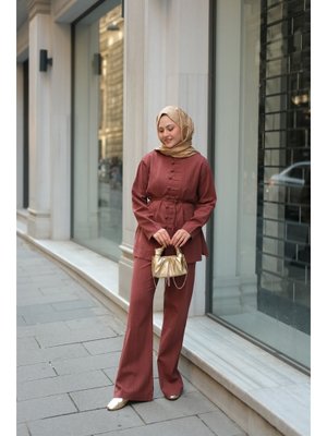 Kiremit Clandestina Düğme Detaylı Takım Kiremit Clandestina Düğme Detaylı Takım