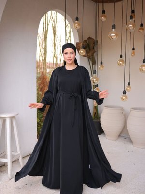 Siyah İkili Abaya Takım