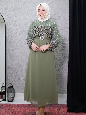 Yeşil Puantiyeli Elbise