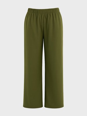 Haki Viskon Kumaş Rahat Kalıp Büyük Beden Pantolon