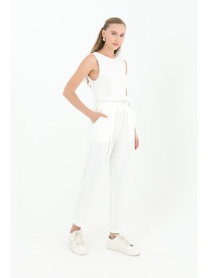 18102pnt Beli Bağlamalı Havuç Form Pantolon