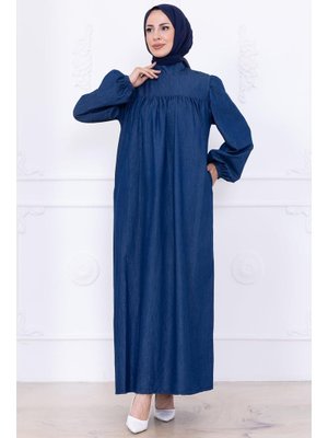 Koyu Mavi Robalı Kot Elbise Koyu Mavi Robalı Kot Elbise