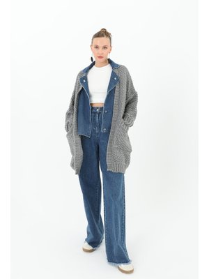 32040hrk Kot Detaylı Triko Hırka