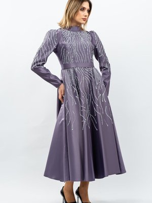 Lila Taş Detaylı Prenses Model Abiye Elbise Lila Taş Detaylı Prenses Model Abiye Elbise