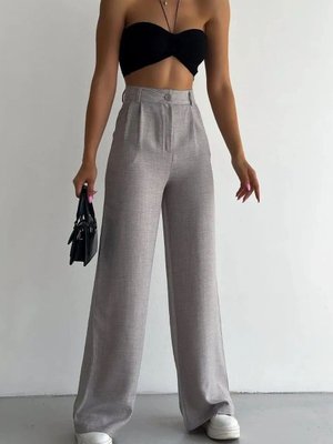 Gri Melaj Keten Bol Paça Pantolon