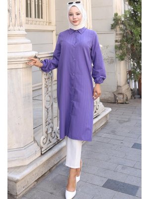 Mor Yazlık Uzun Pamuklu Tunik Mor Yazlık Uzun Pamuklu Tunik