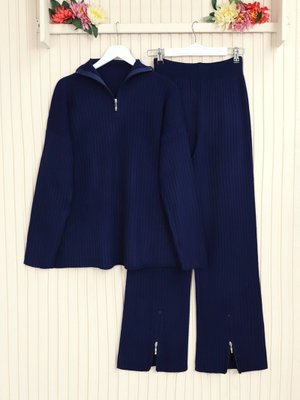 Laci Yarım Boğazlı Fitilli Triko Takım