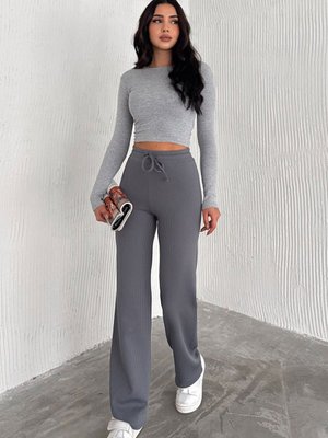 Antrasit Modal Kumaş Fitilli Şardonlu Kışlık Pantolon