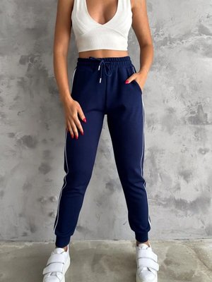 Lacivert Şeritli Modal Kumaş Rahat Kalıp Pantolon Lacivert Şeritli Modal Kumaş Rahat Kalıp Pantolon