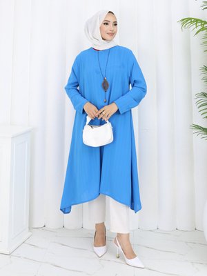Mavi Büyük Beden Tunik