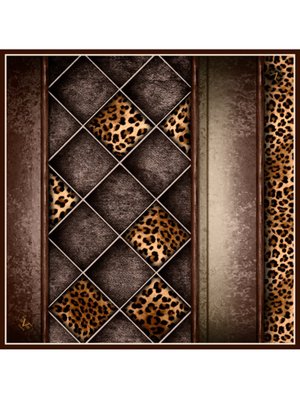 Siyah Leopar Desen Black Seri Twill Eşarp Askısı İle Birlikte 90x90 Cm Gold