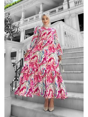 Fuşya Lolita Viskon Desenli Elbise Fuşya Lolita Viskon Desenli Elbise