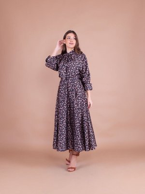 Siyah Uzun Çiçek Desenli Saten Yarasa Kol Abiye Elbise Siyah Uzun Çiçek Desenli Saten Yarasa Kol Abiye Elbise