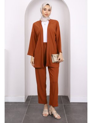 Kiremit Bürümcük Kimono Pantolon Takım