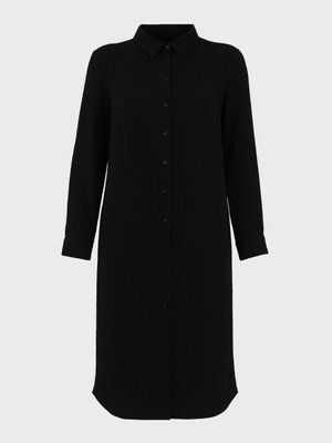 Siyah Müslin Kumaşlı Uzun Büyük Beden Tunik