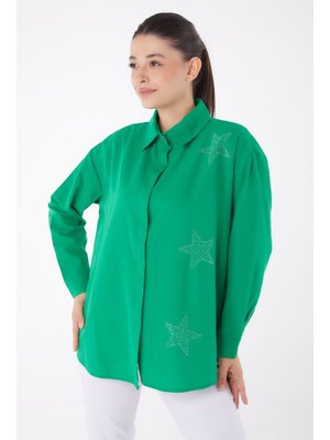 Yesıl Yıldız Taşlı Gömlek Yesil Yesıl Yıldız Taşlı Gömlek Yesil