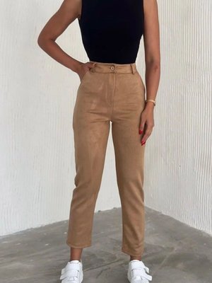 Camel Süet Havuç Pantolon