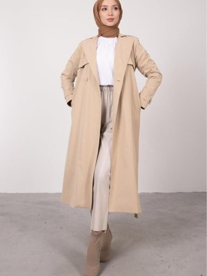 Vizon Ön İki Yanı Parça Detaylı Trençkot