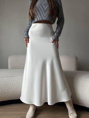 Beyaz Uzun Saten İhracat Etek