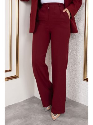 Bordo Beli Lastikli Palazzo Pantolon Bordo Beli Lastikli Palazzo Pantolon