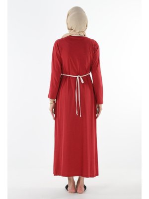 1998_pratik Yandan Bağlamalı Kruvaze Biye Kuşaklı Pamuk Kumaş Namaz Elbisesi 1998_pratik Yandan Bağlamalı Kruvaze Biye Kuşaklı Pamuk Kumaş Namaz Elbisesi