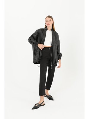 15120mnt Deri Önden Fermuarlı Mont