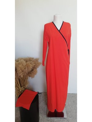 1998_pratik Yandan Bağlamalı Kruvaze Biye Kuşaklı Pamuk Kumaş Namaz Elbisesi 1998_pratik Yandan Bağlamalı Kruvaze Biye Kuşaklı Pamuk Kumaş Namaz Elbisesi