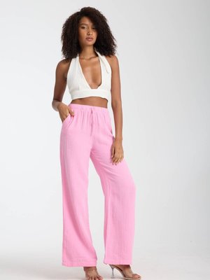 Pembe Müslin Oversize Palazzo Pantolon