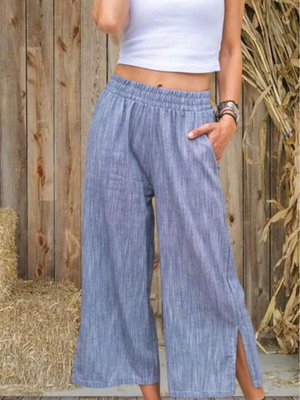 Lacivert Keten Beli Lastikli Cepli Paçası Yırtmaçlı Salaş Kapri Bermuda Pantolon Lacivert Keten Beli Lastikli Cepli Paçası Yırtmaçlı Salaş Kapri Bermuda Pantolon