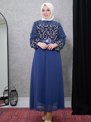 Mavi Puantiyeli Elbise