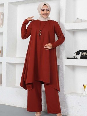 Kiremit Kolyeli Yırtmaç Detaylı İkili Takım