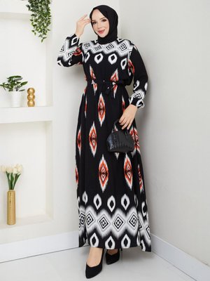 Elbise Siyah Turuncu